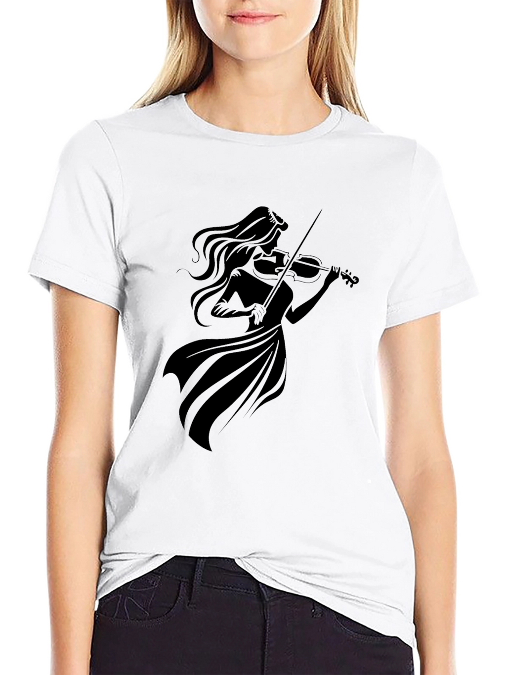 Violin Player Graphic Black T-Shirt