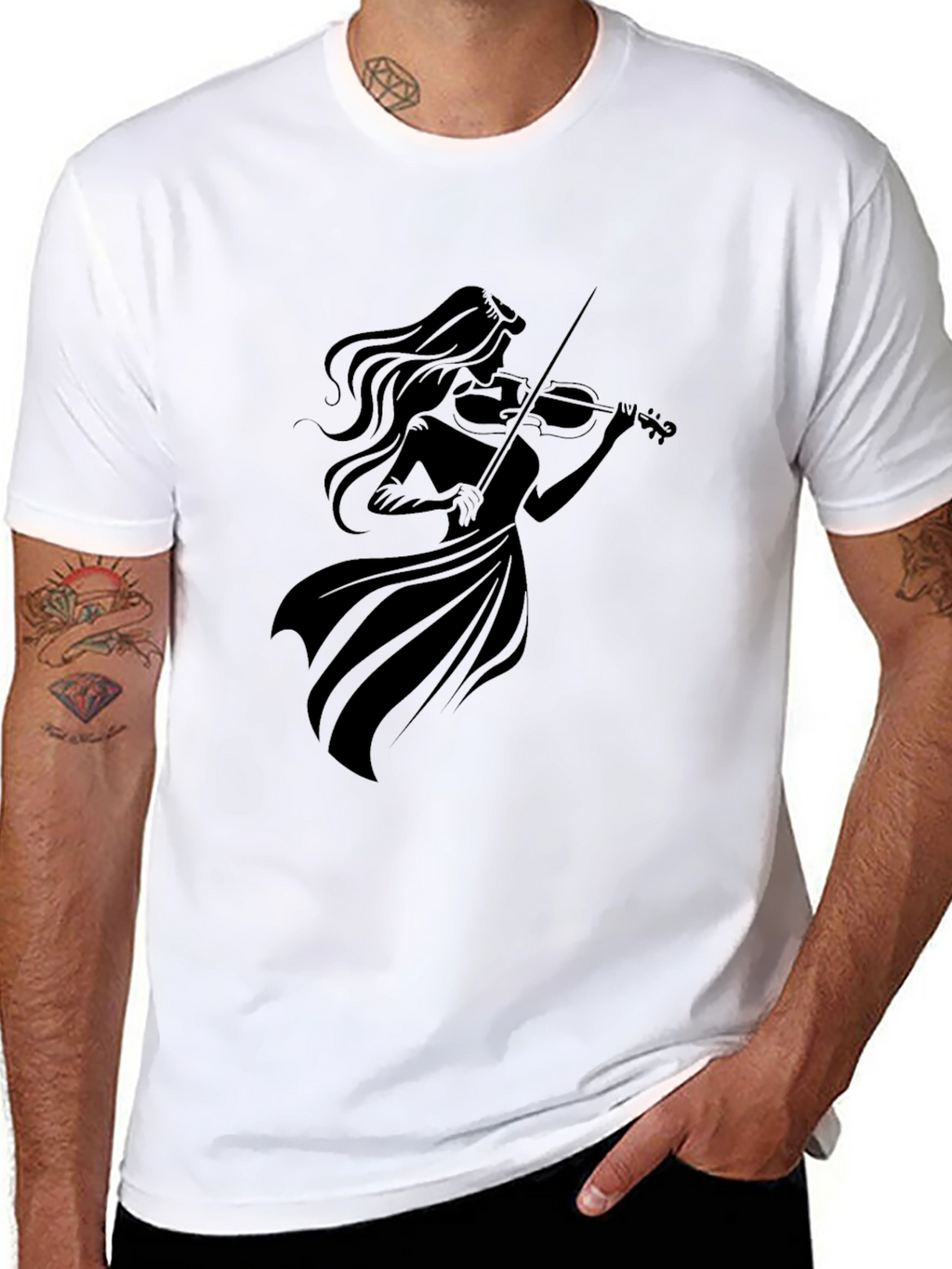 Violin Player Graphic Black T-Shirt