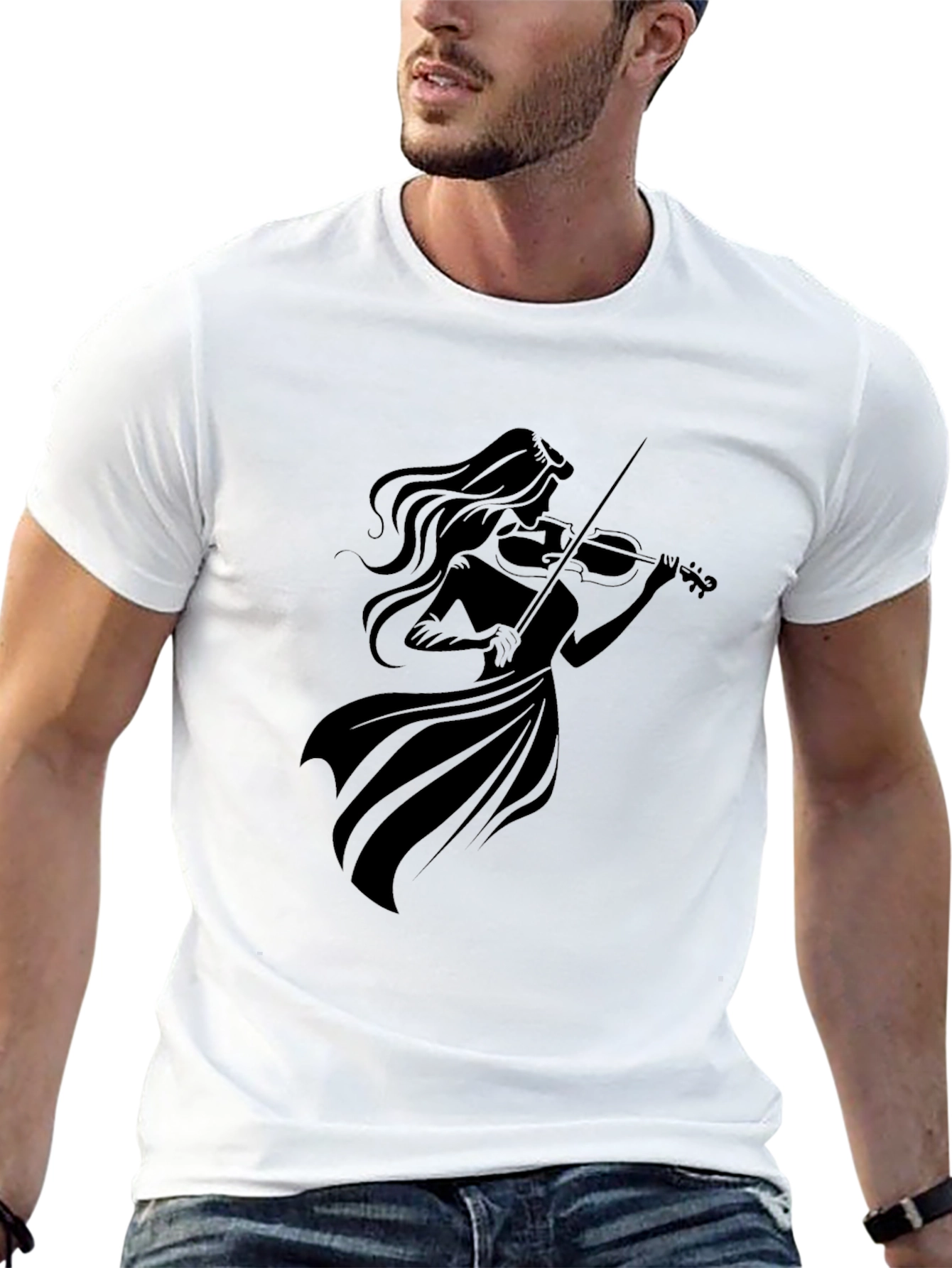 Violin Player Graphic Black T-Shirt