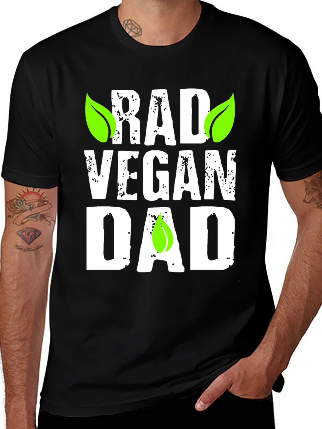 Rad Vegan Dad Graphic T-Shirt - Black