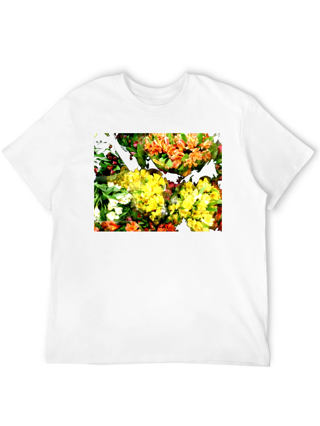 Floral Graphic Black T-Shirt - Vibrant Bouquet Design
