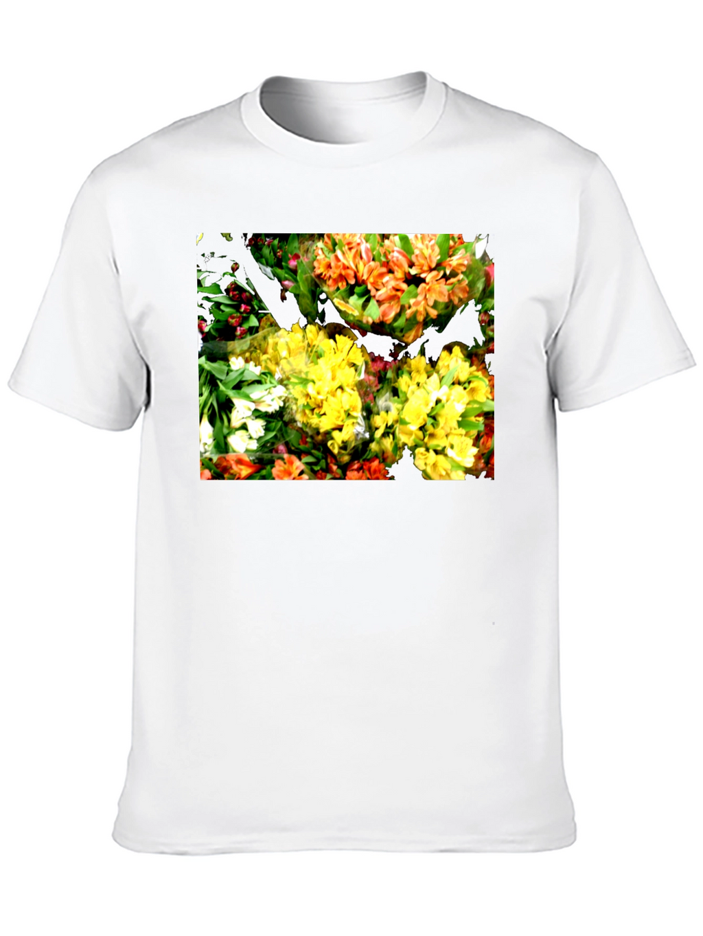 Floral Graphic Black T-Shirt - Vibrant Bouquet Design