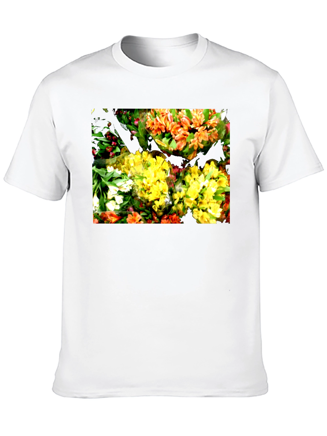 Floral Graphic Black T-Shirt - Vibrant Bouquet Design