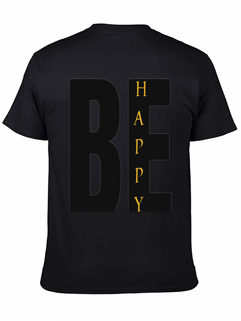 Be Happy Graphic Tee - Black Crew Neck