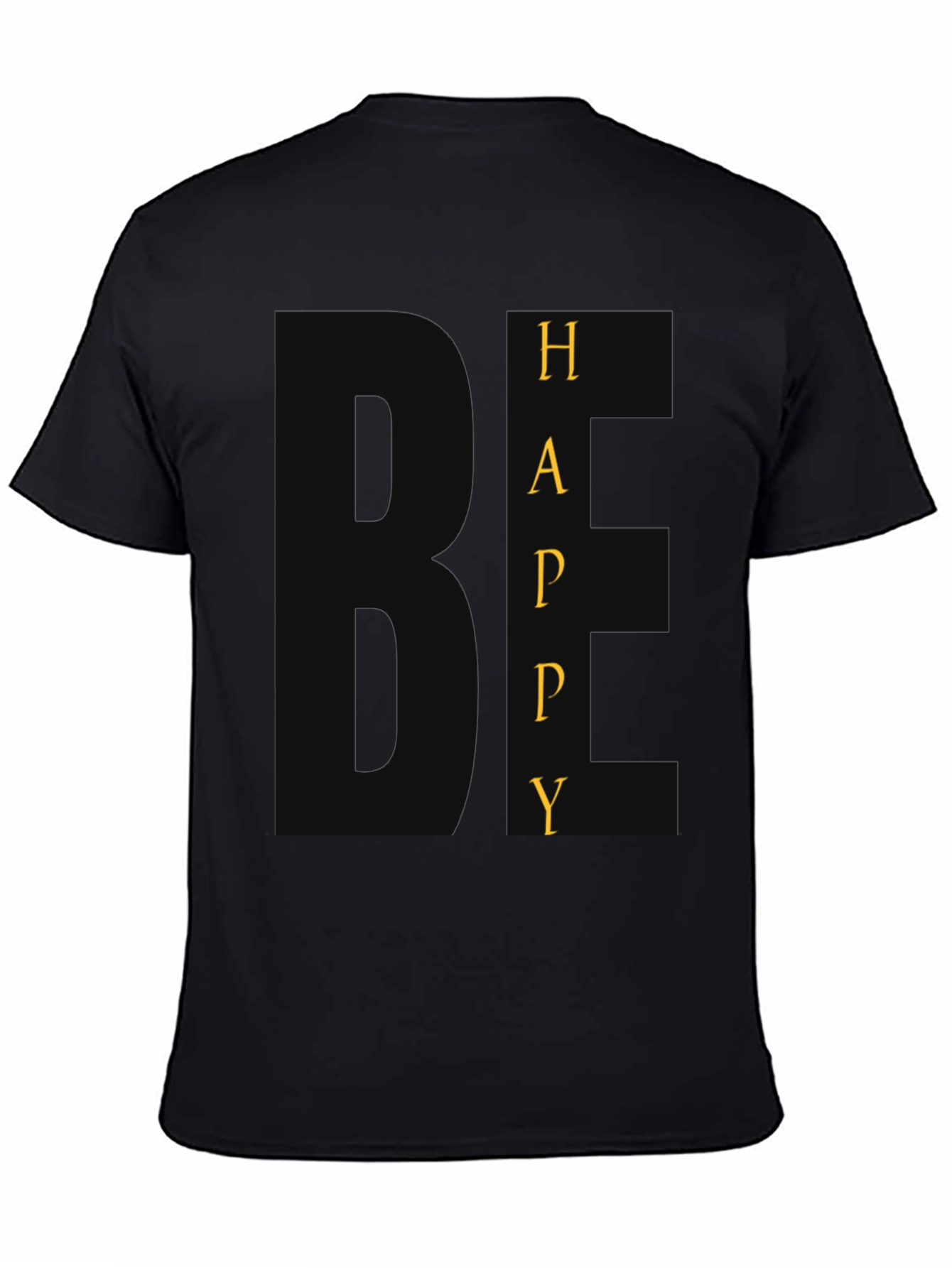Be Happy Graphic Tee - Black Crew Neck