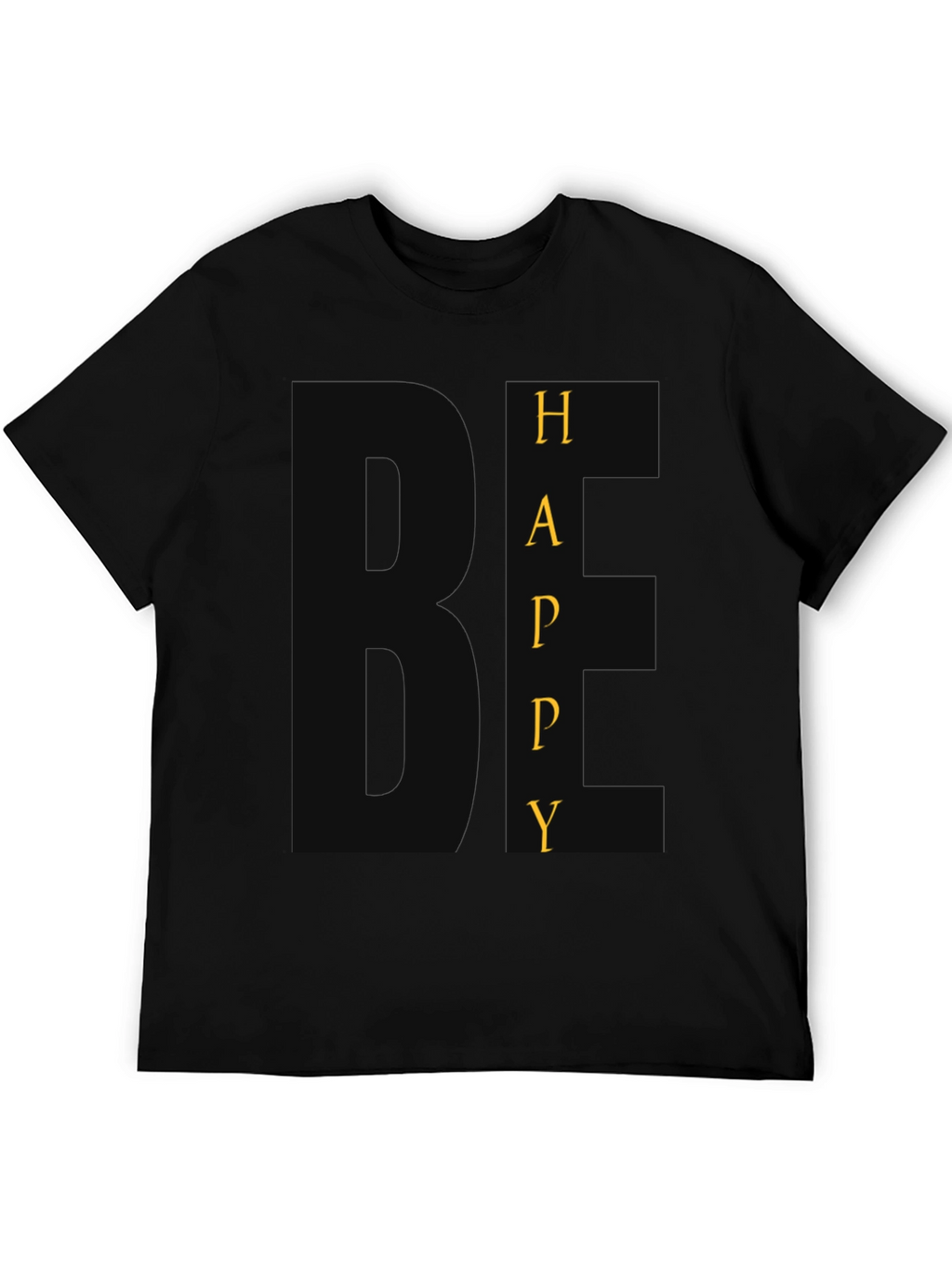 Be Happy Graphic Tee - Black Crew Neck