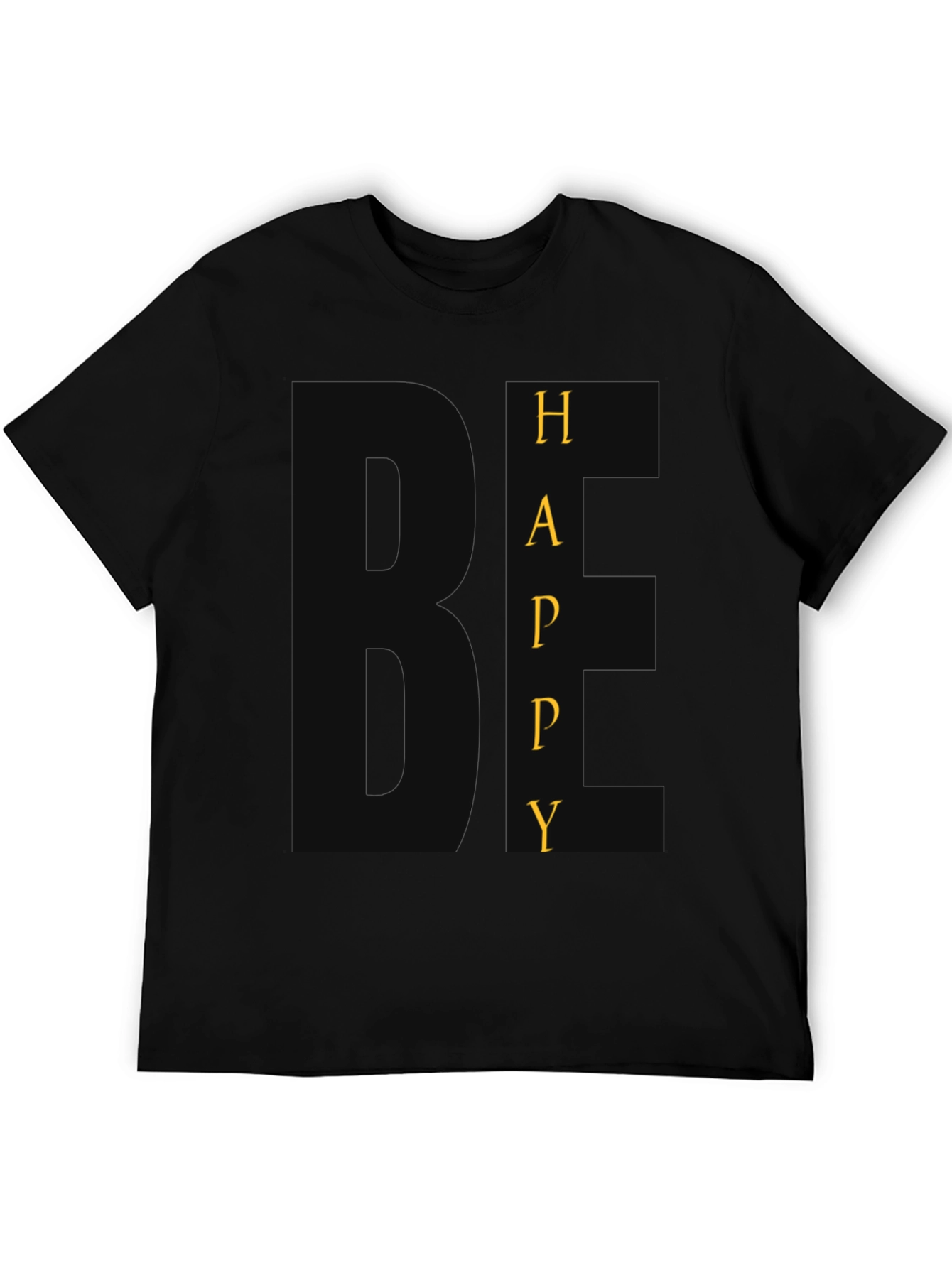 Be Happy Graphic Tee - Black Crew Neck