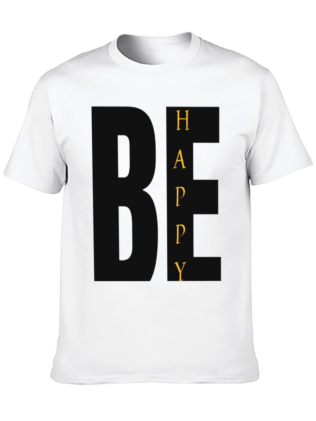 Be Happy Graphic Tee - Black Crew Neck