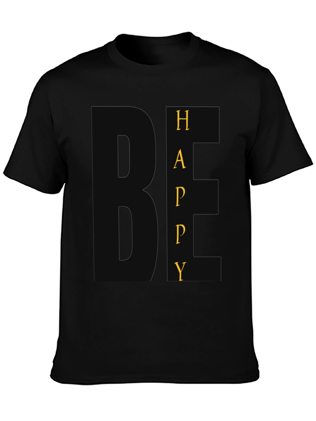 Be Happy Graphic Tee - Black Crew Neck