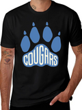 Cougars Paw Print Graphic T-Shirt - Black