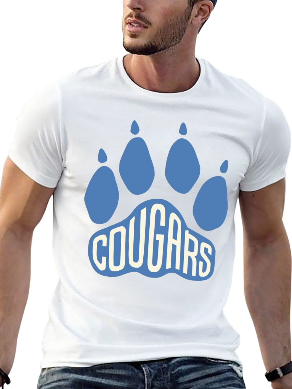 Cougars Paw Print Graphic T-Shirt - Black