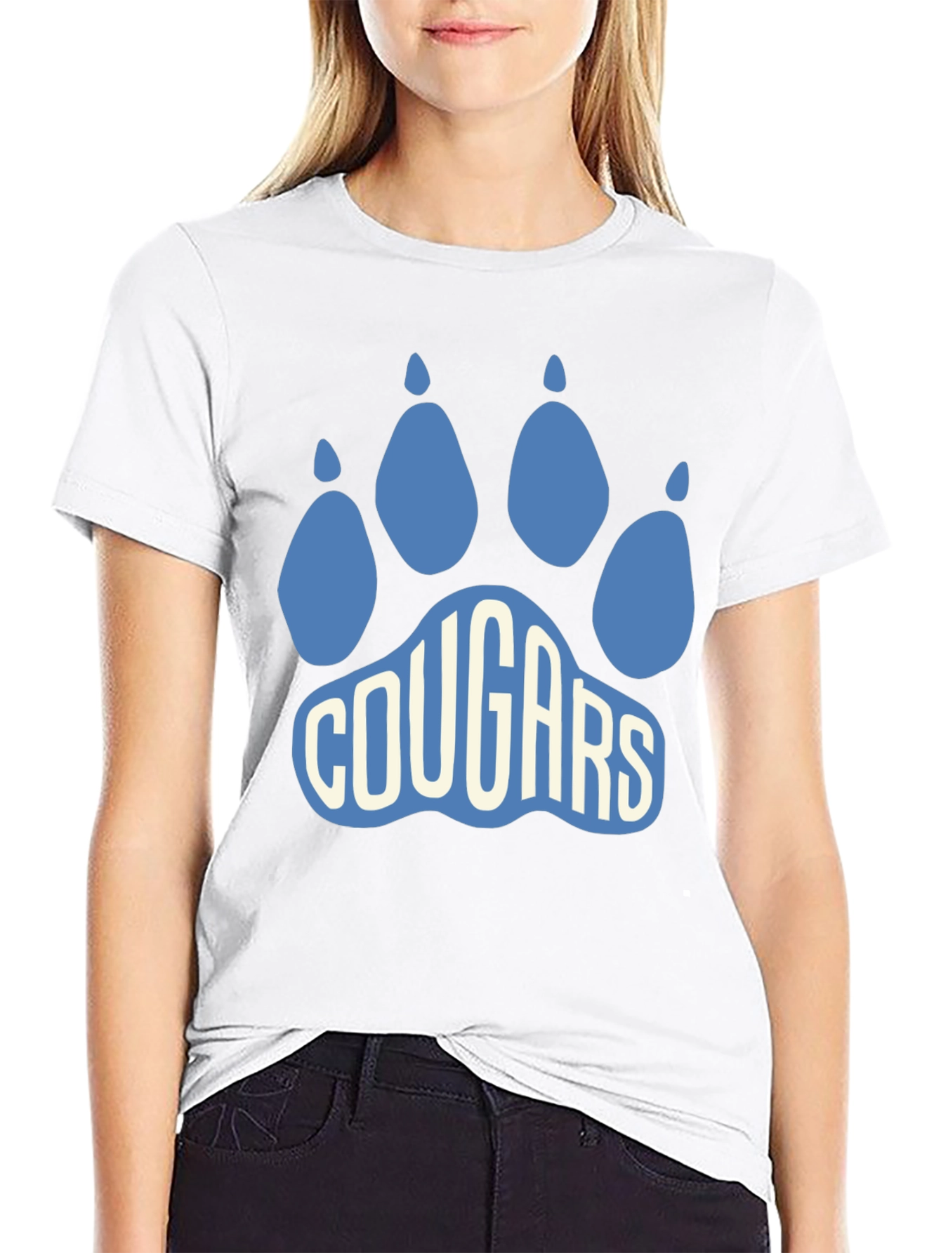 Cougars Paw Print Graphic T-Shirt - Black