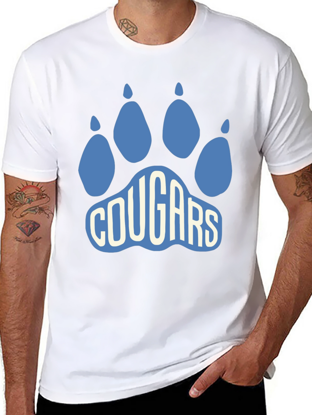 Cougars Paw Print Graphic T-Shirt - Black