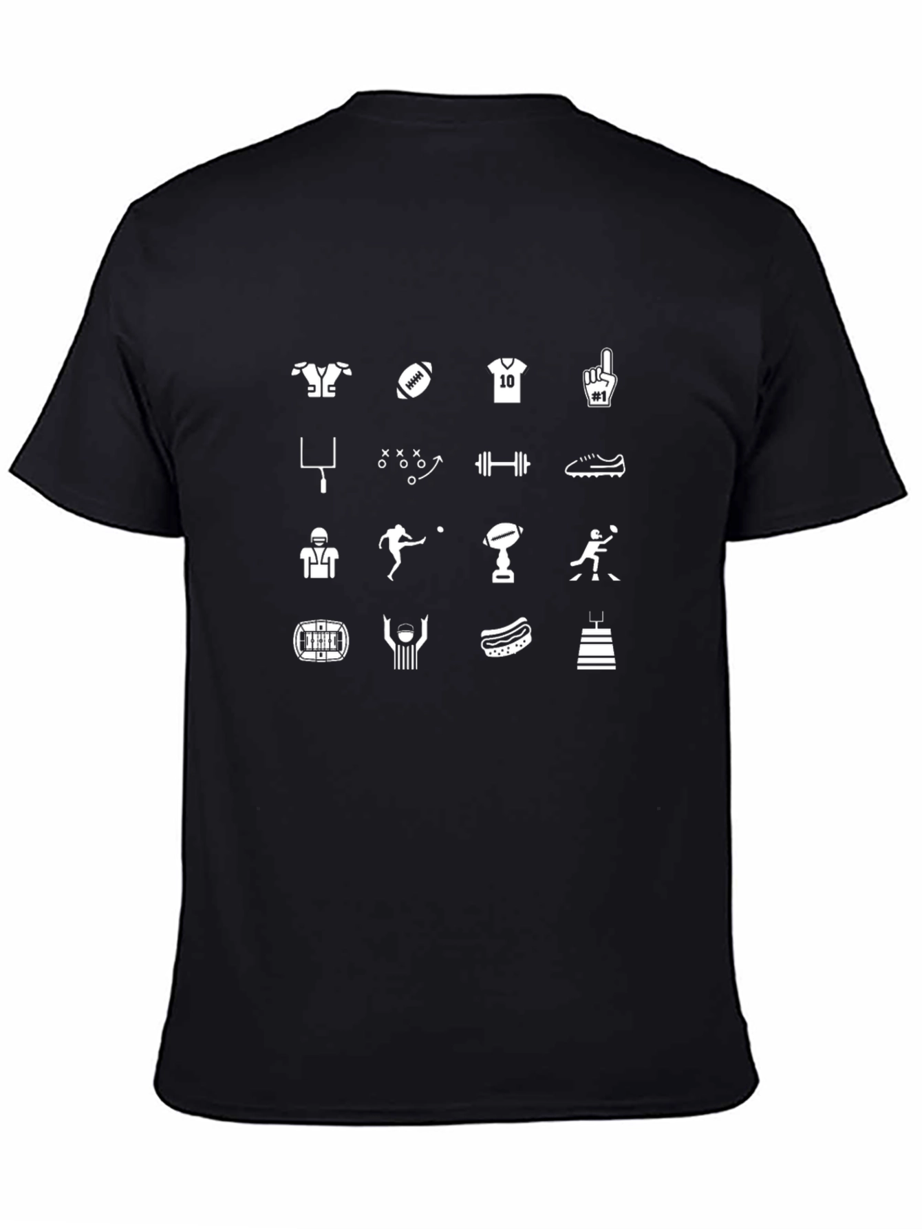 Football Icons Black T-Shirt