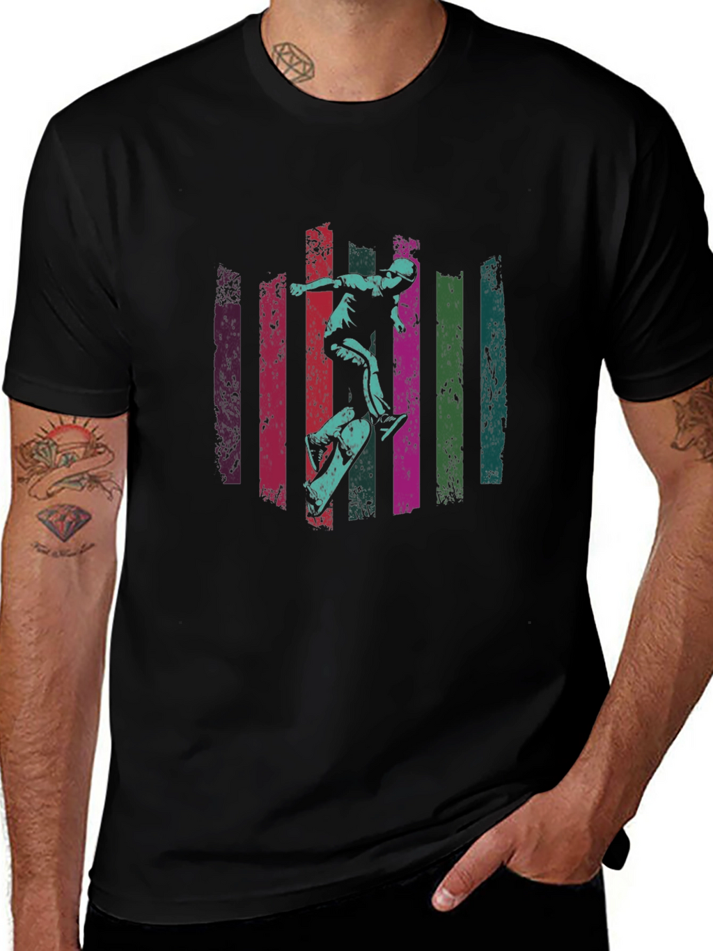 Skateboarding Graphic Tee - Black
