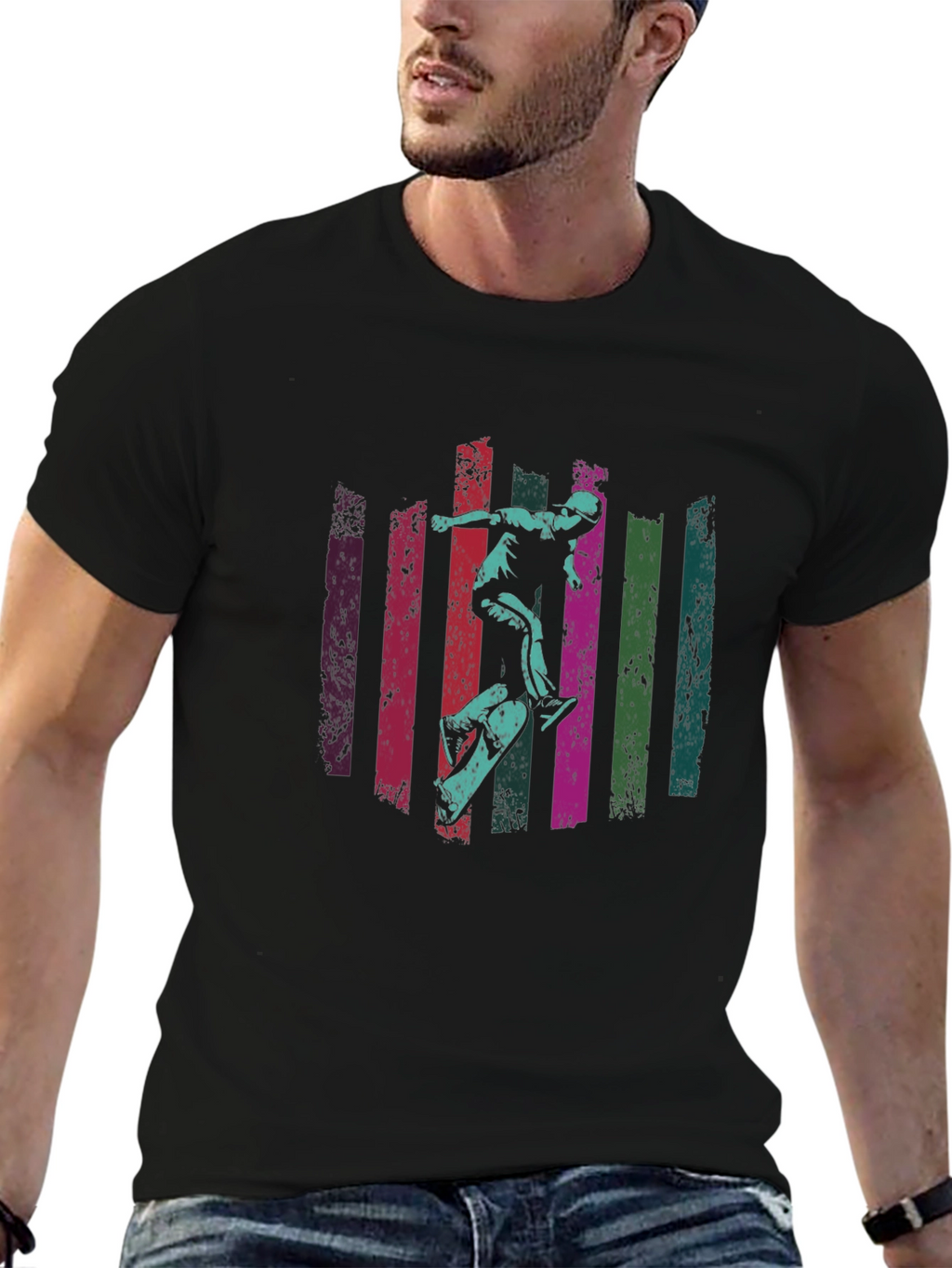 Skateboarding Graphic Tee - Black
