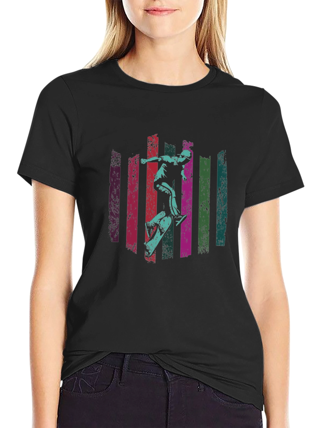 Skateboarding Graphic Tee - Black
