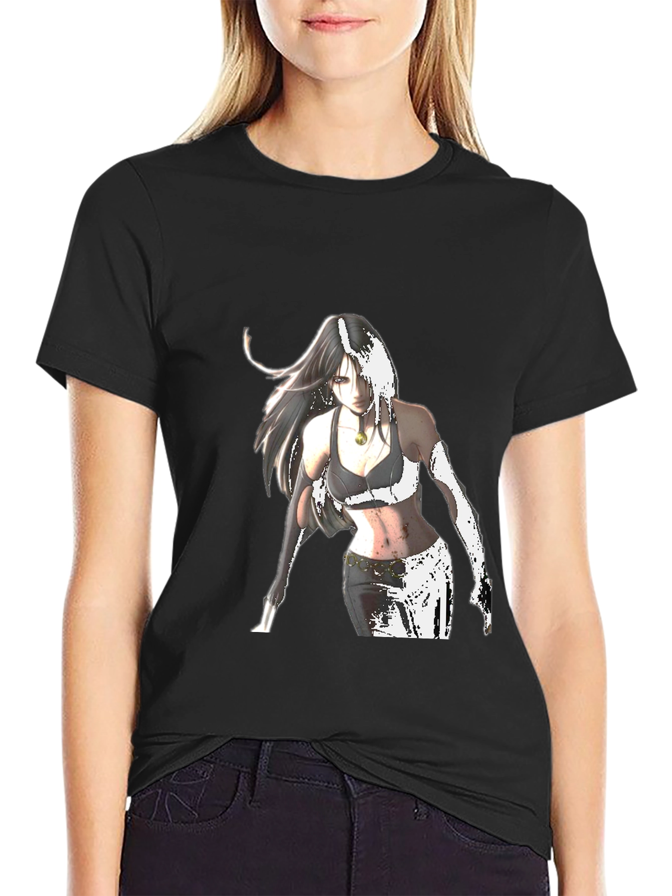 Anime Girl Graphic Black T-Shirt