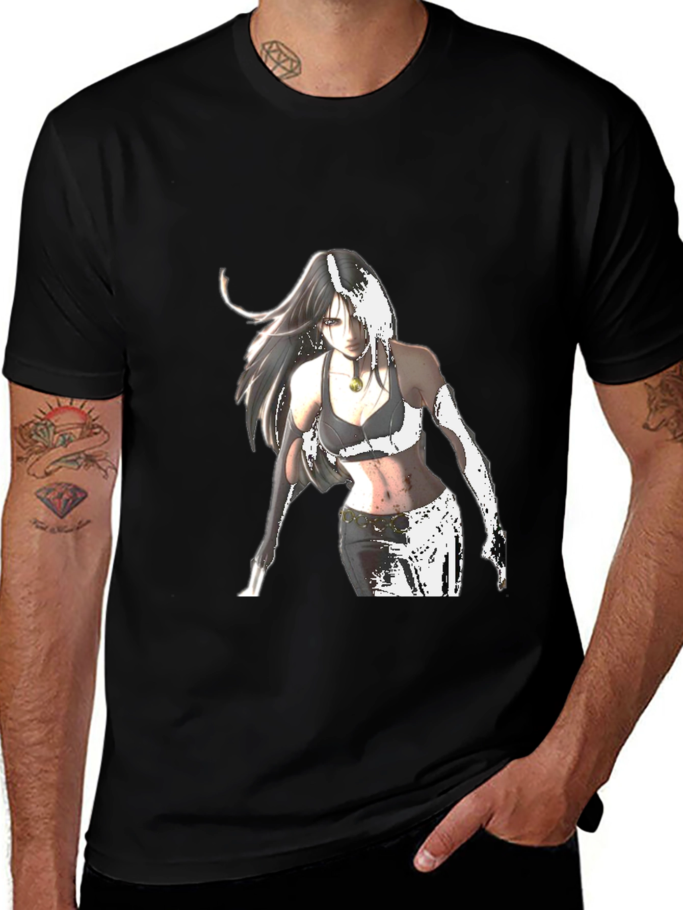 Anime Girl Graphic Black T-Shirt