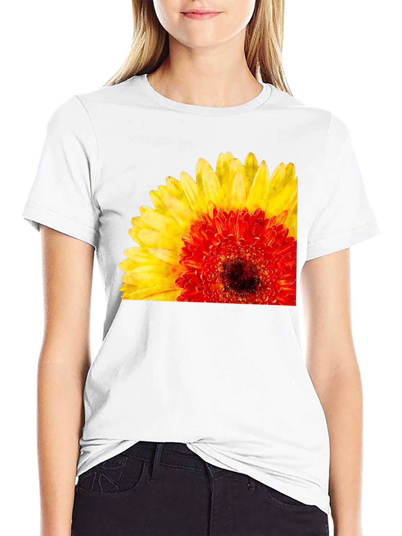 Floral Print Crew Neck Short Sleeve T-Shirt
