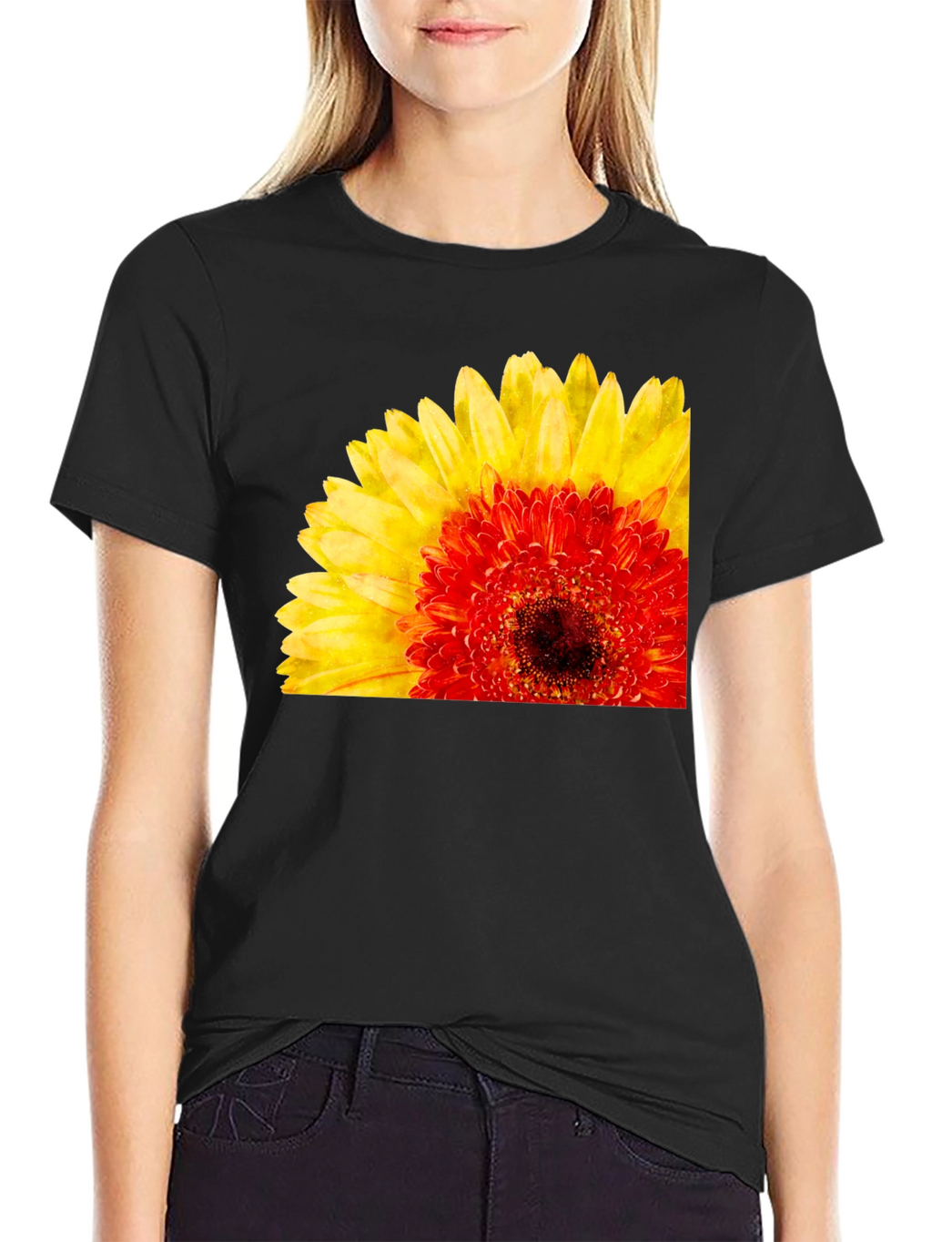 Floral Print Crew Neck Short Sleeve T-Shirt