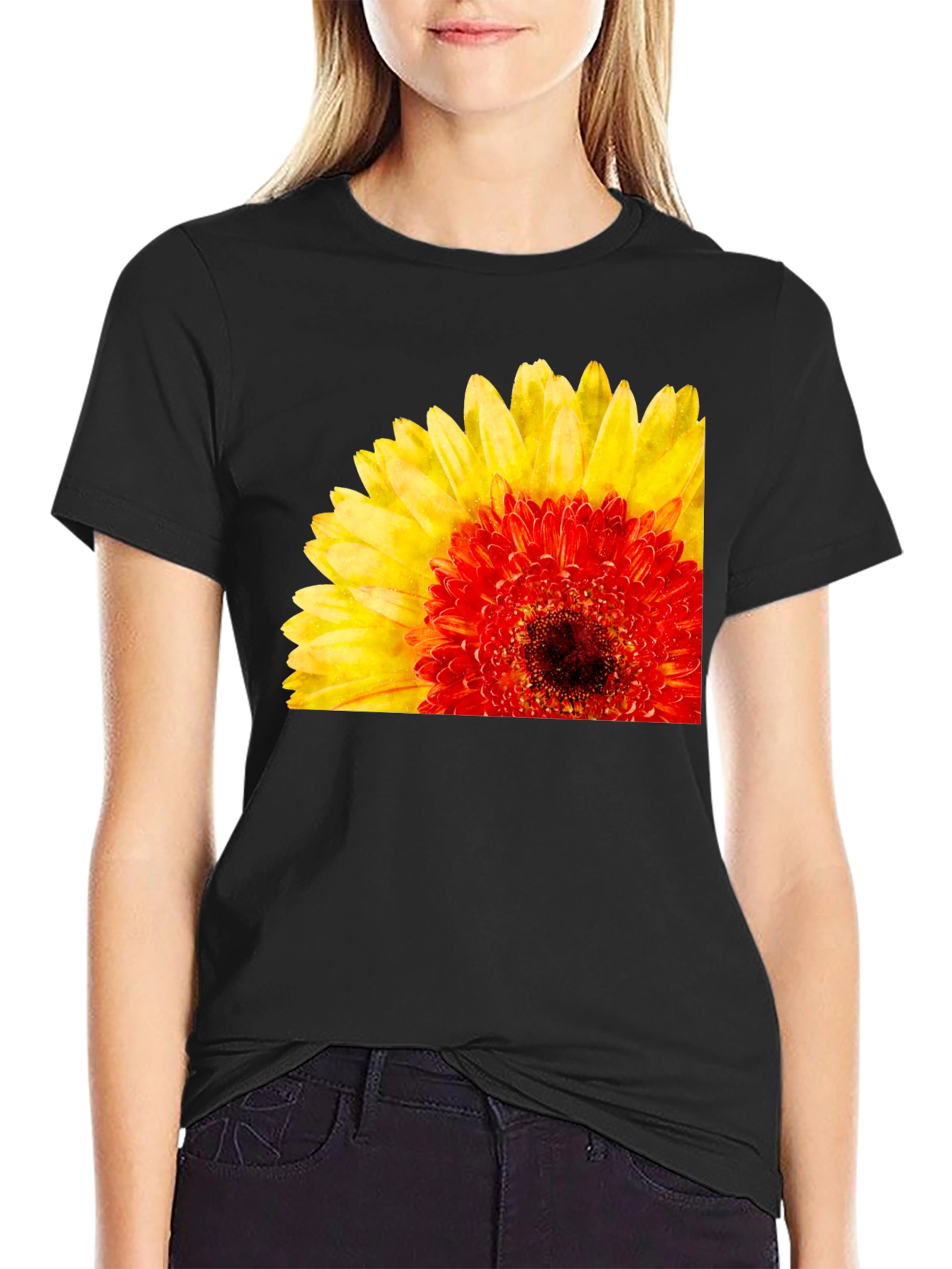 Floral Print Crew Neck Short Sleeve T-Shirt