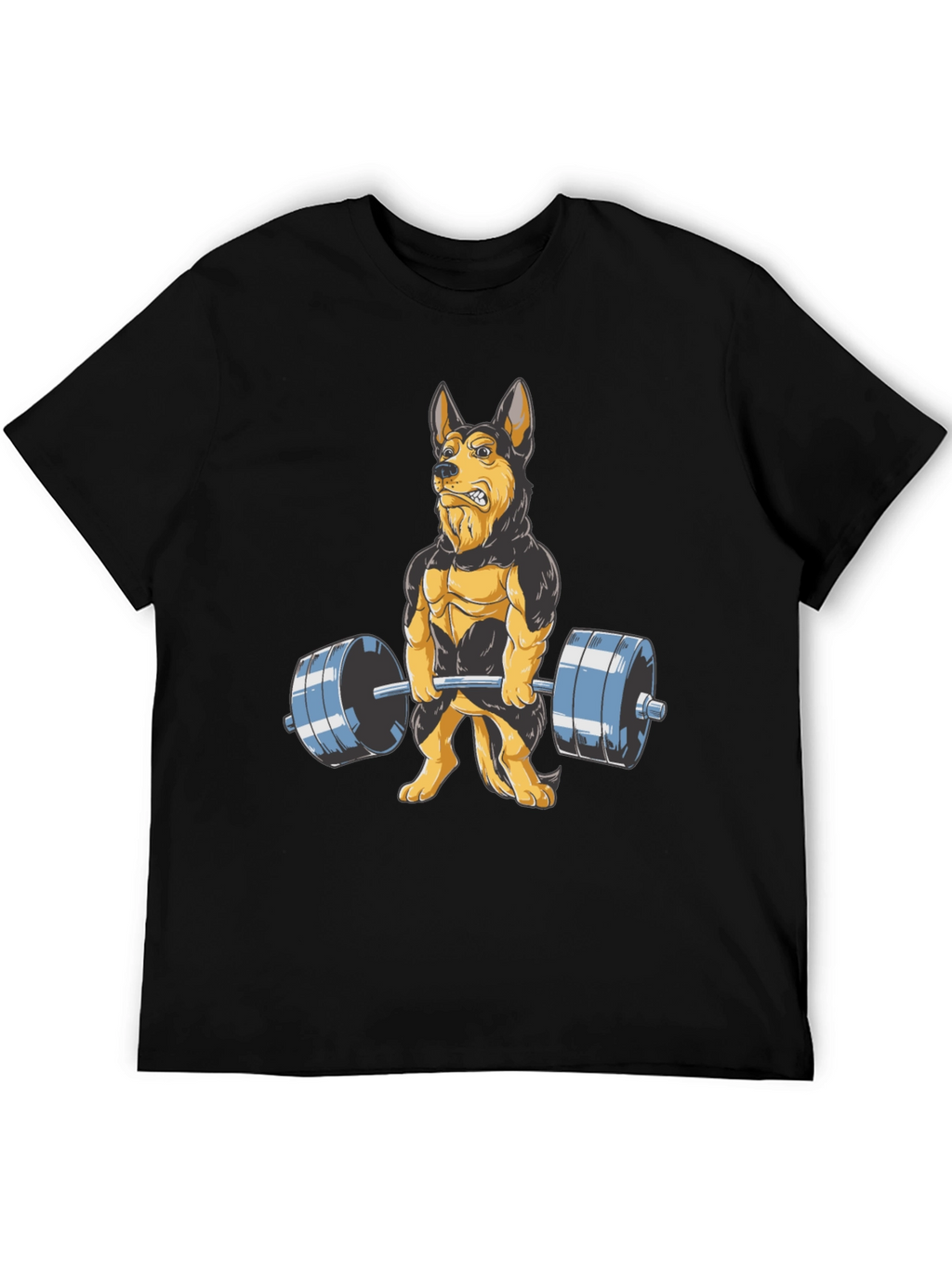 Dog Lifting Weights Graphic Tee - Black