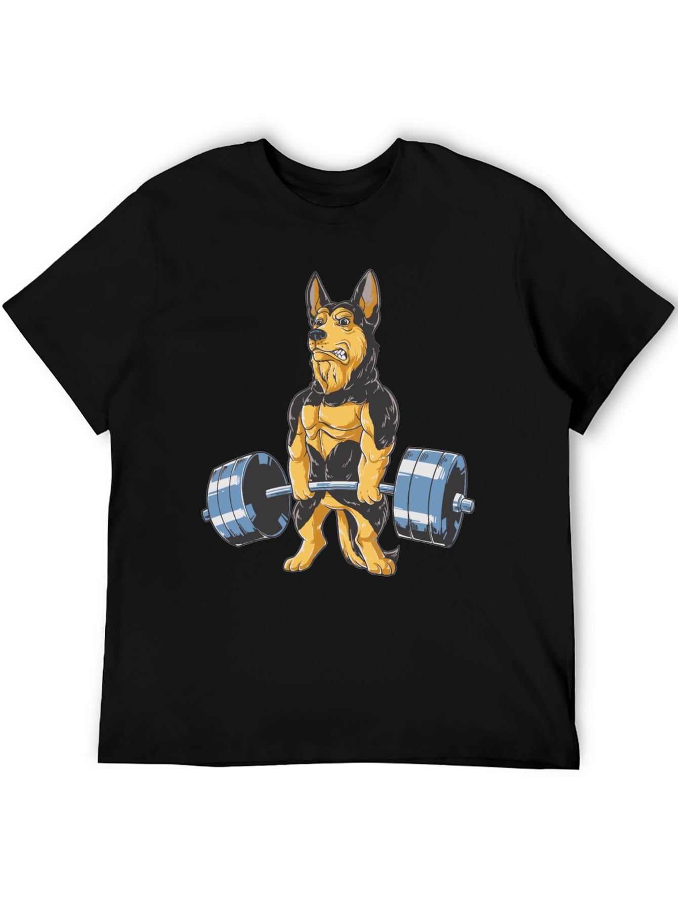 Dog Lifting Weights Graphic Tee - Black