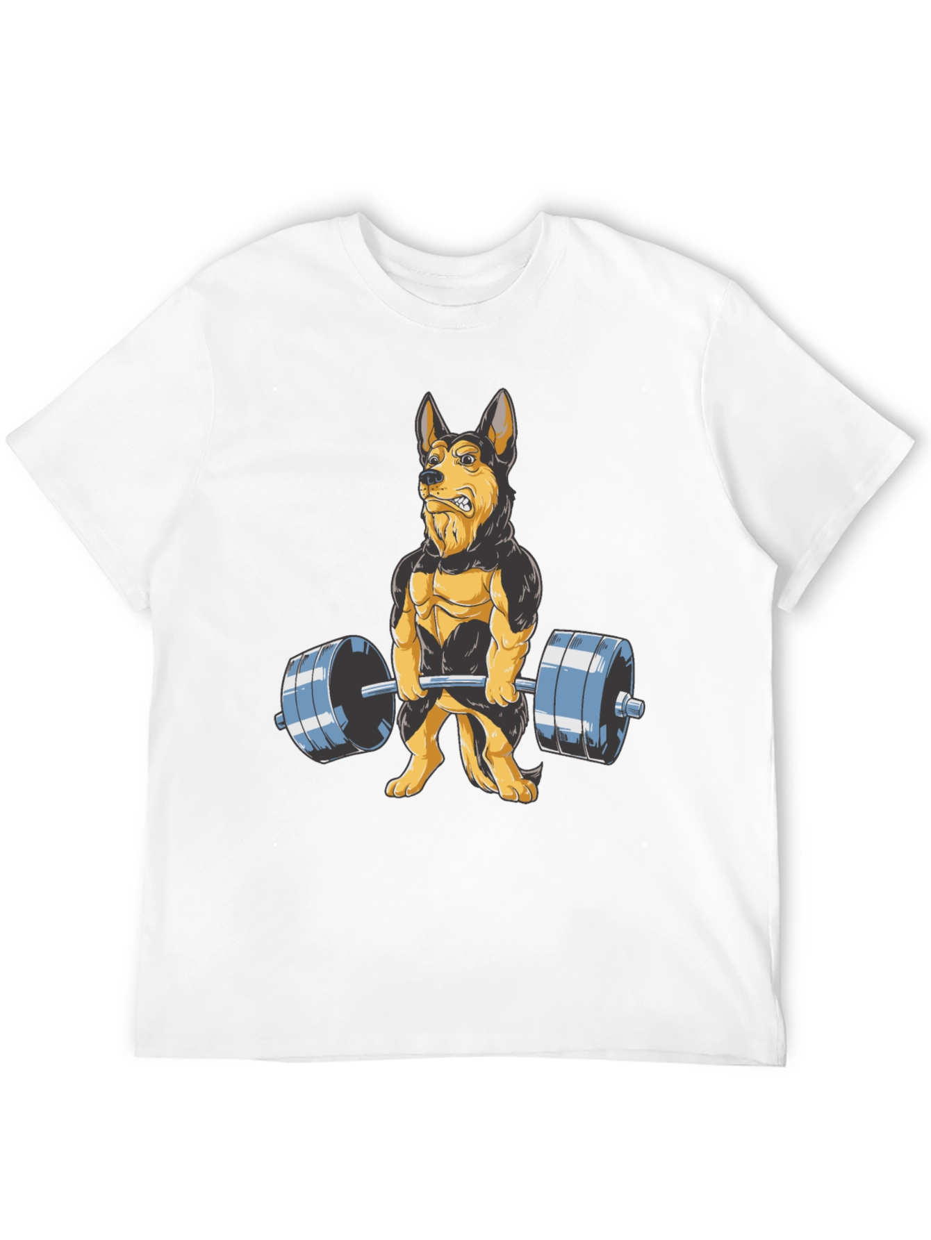Dog Lifting Weights Graphic Tee - Black