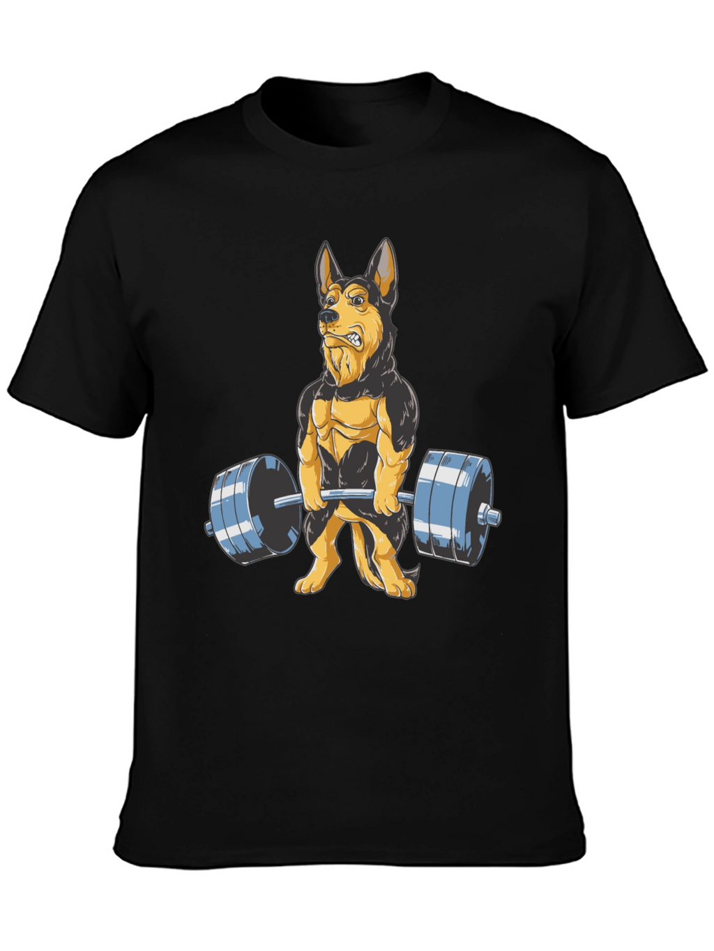 Dog Lifting Weights Graphic Tee - Black