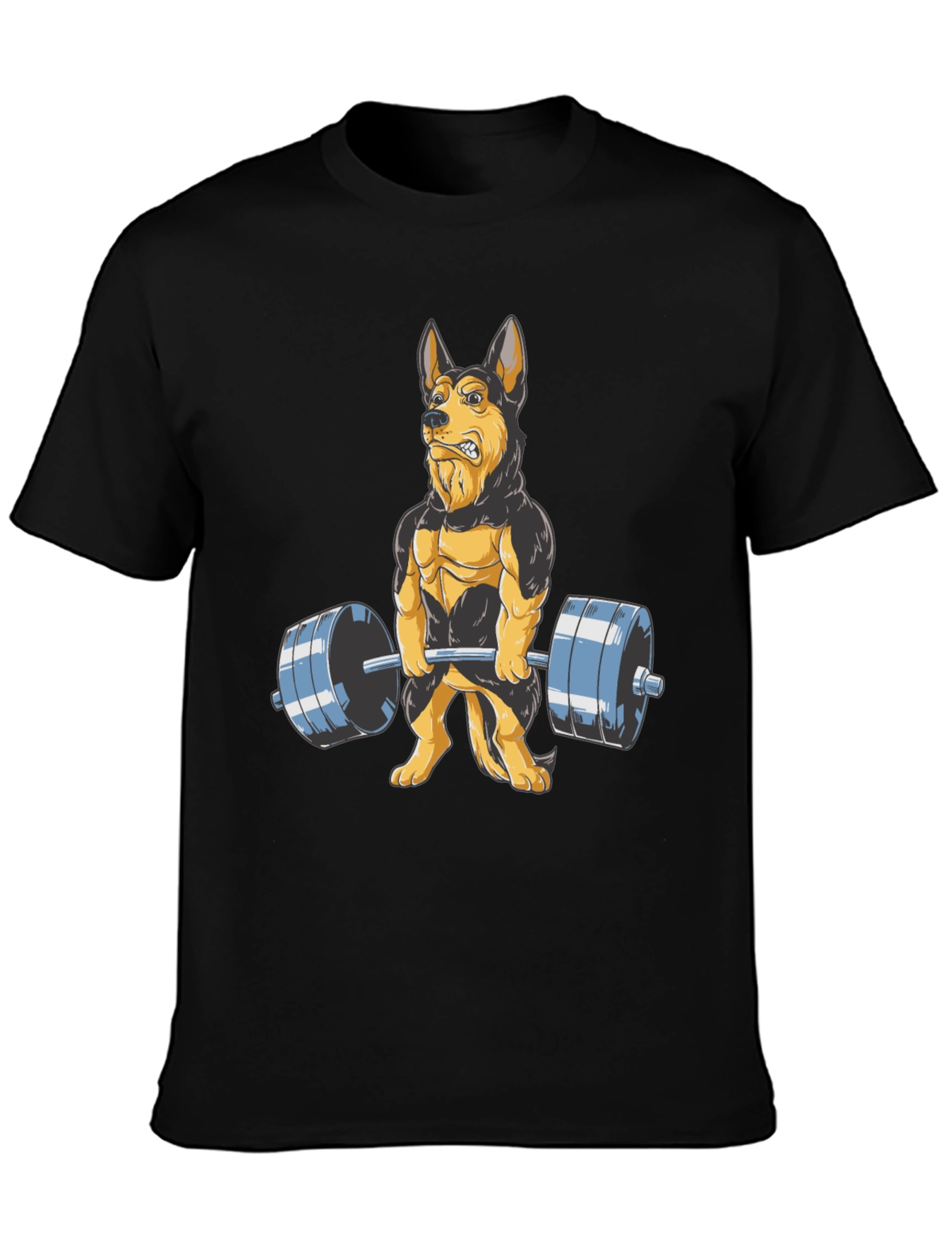 Dog Lifting Weights Graphic Tee - Black
