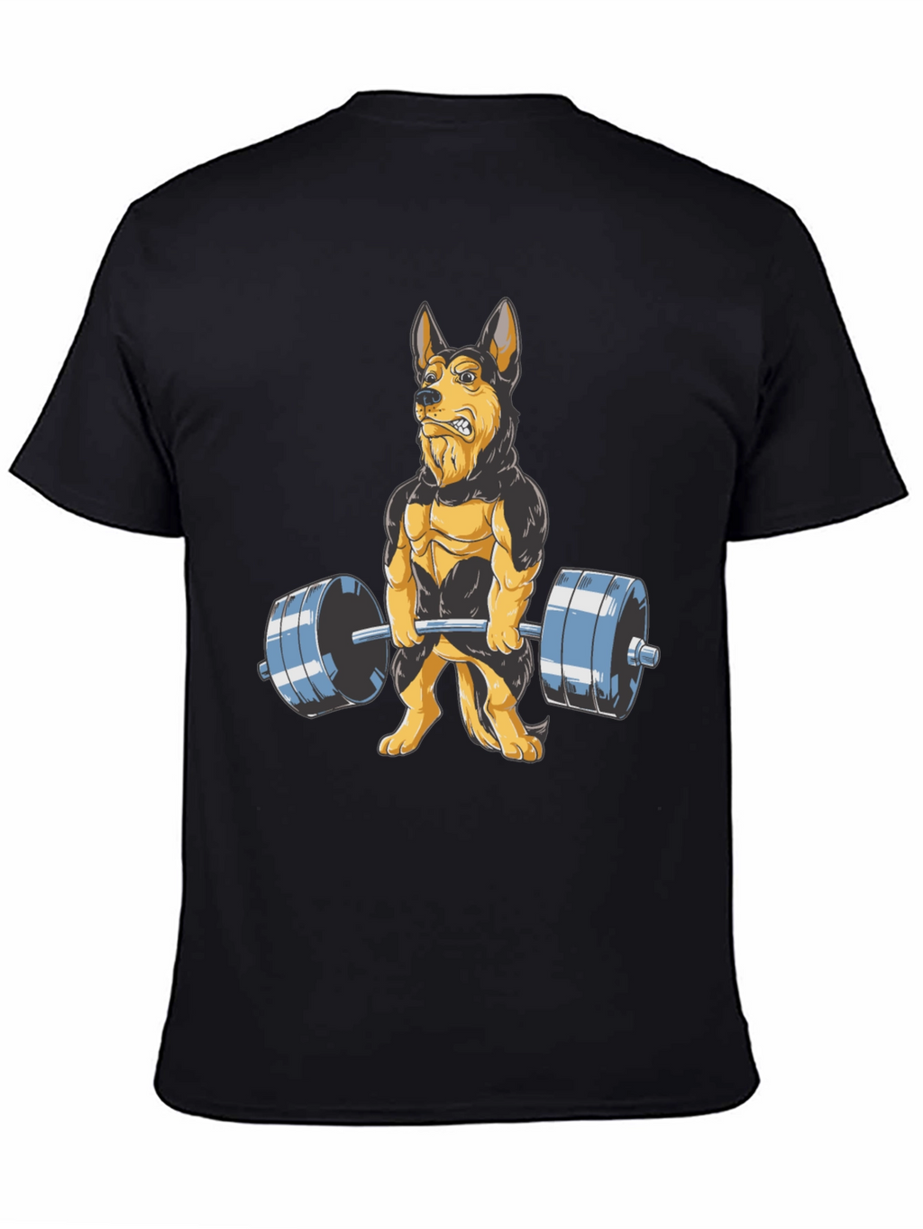 Dog Lifting Weights Graphic Tee - Black