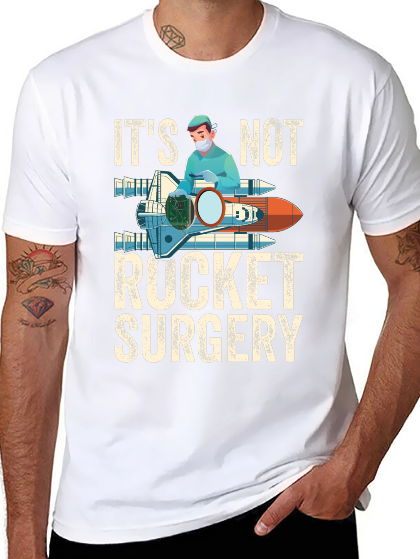 Its Not Rocket Surgery Black Graphic T-Shirt