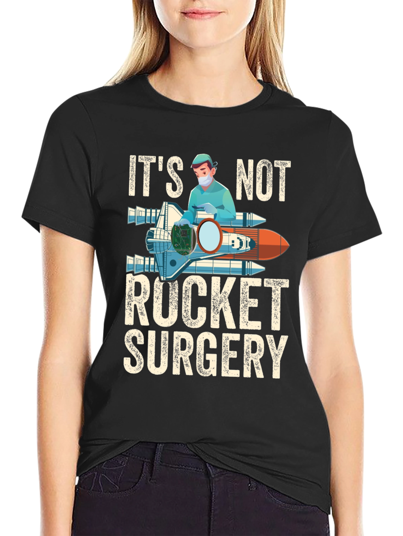 Its Not Rocket Surgery Black Graphic T-Shirt