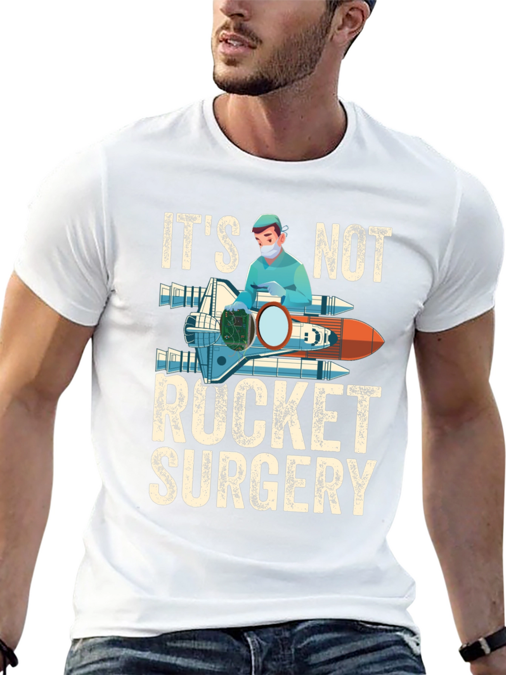 Its Not Rocket Surgery Black Graphic T-Shirt