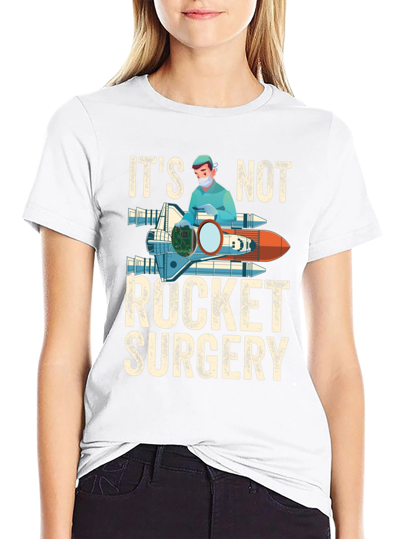Its Not Rocket Surgery Black Graphic T-Shirt