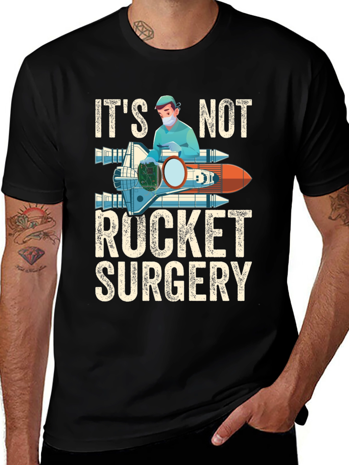 Its Not Rocket Surgery Black Graphic T-Shirt