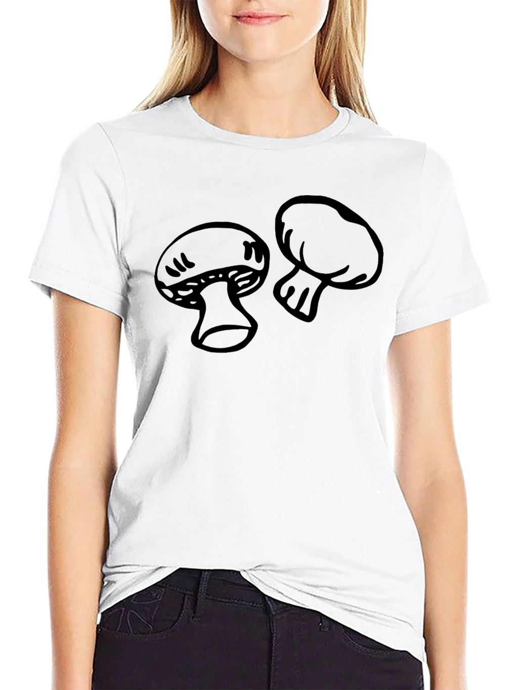Mushroom Graphic Print Black T-Shirt