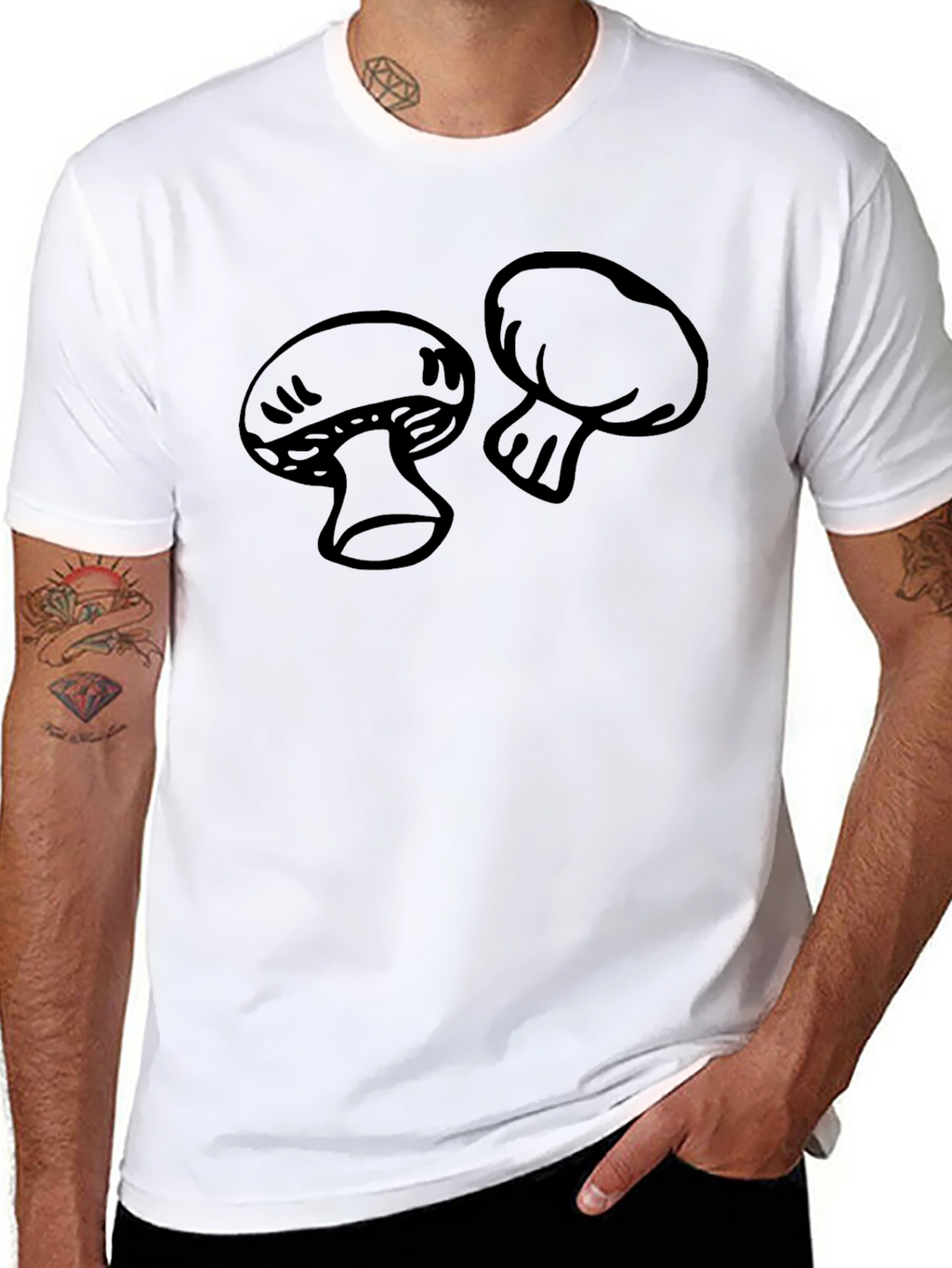 Mushroom Graphic Print Black T-Shirt