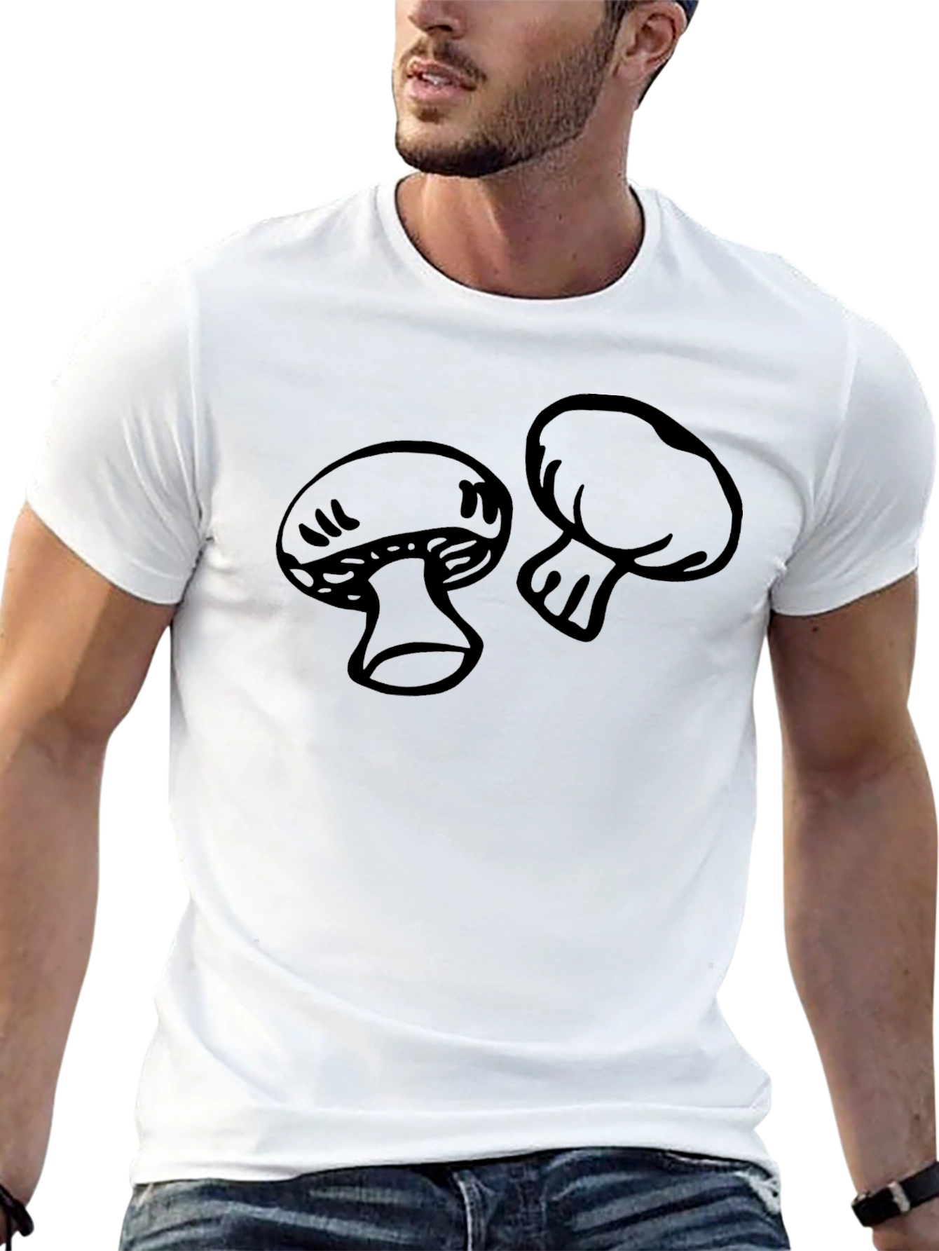 Mushroom Graphic Print Black T-Shirt