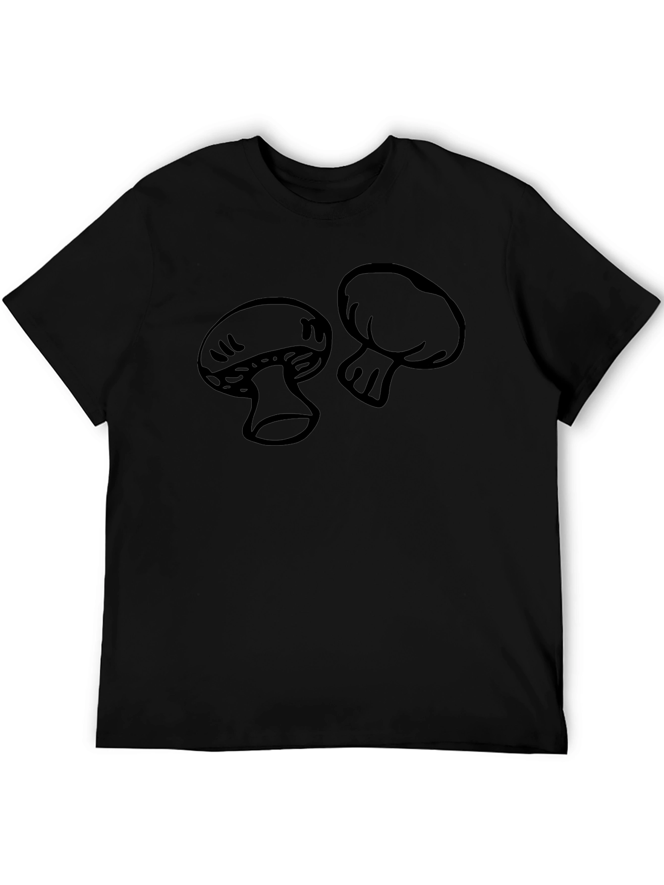 Mushroom Graphic Print Black T-Shirt