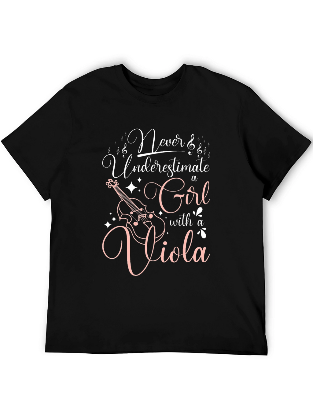 Never Underestimate a Girl with a Viola Black T-Shirt