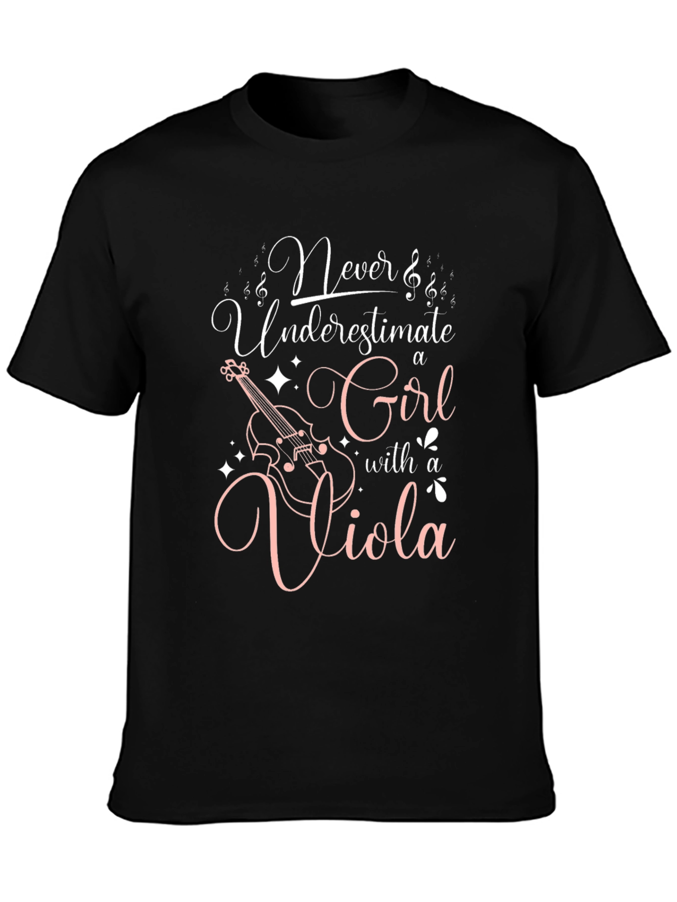 Never Underestimate a Girl with a Viola Black T-Shirt
