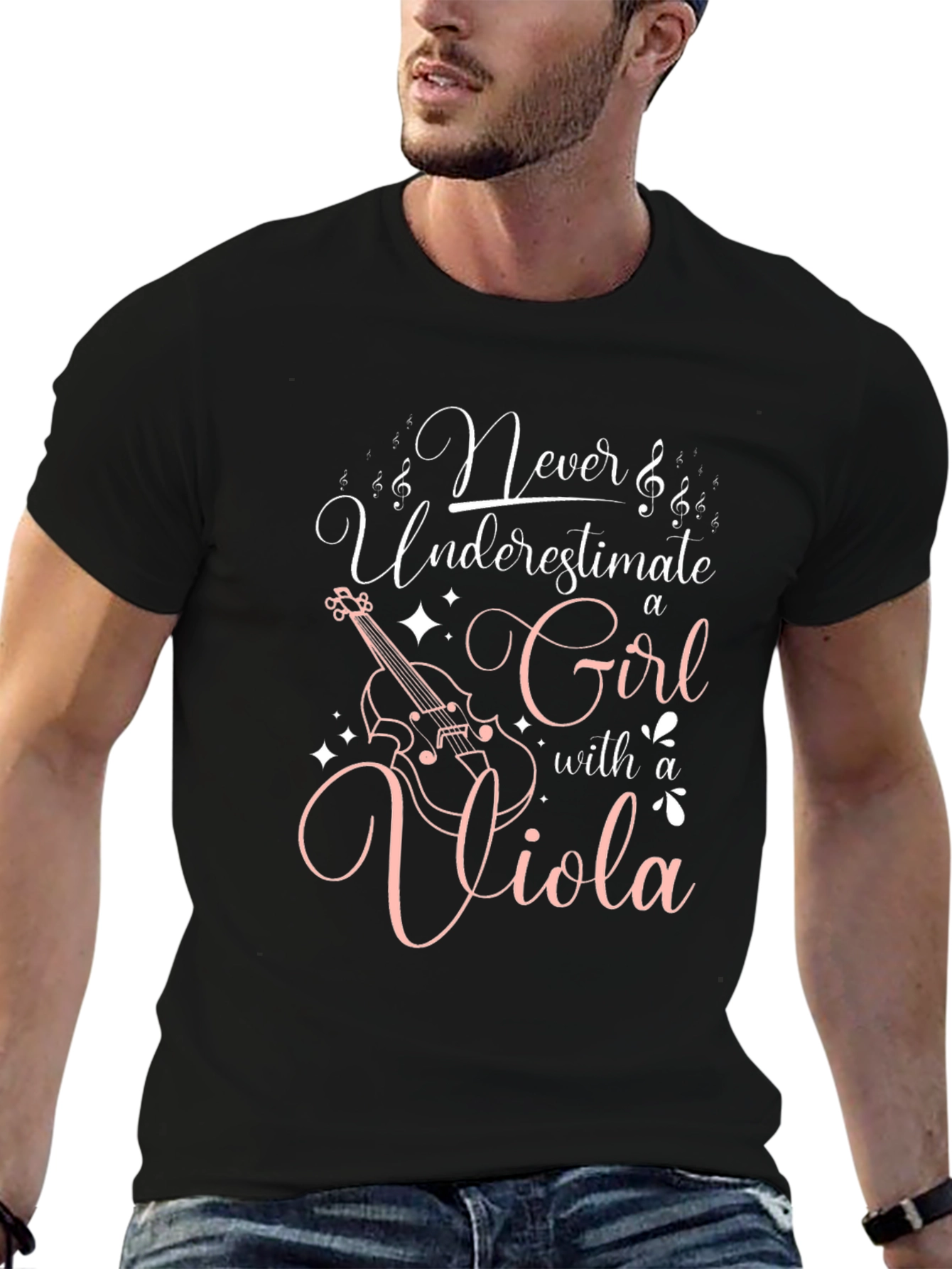 Never Underestimate a Girl with a Viola Black T-Shirt