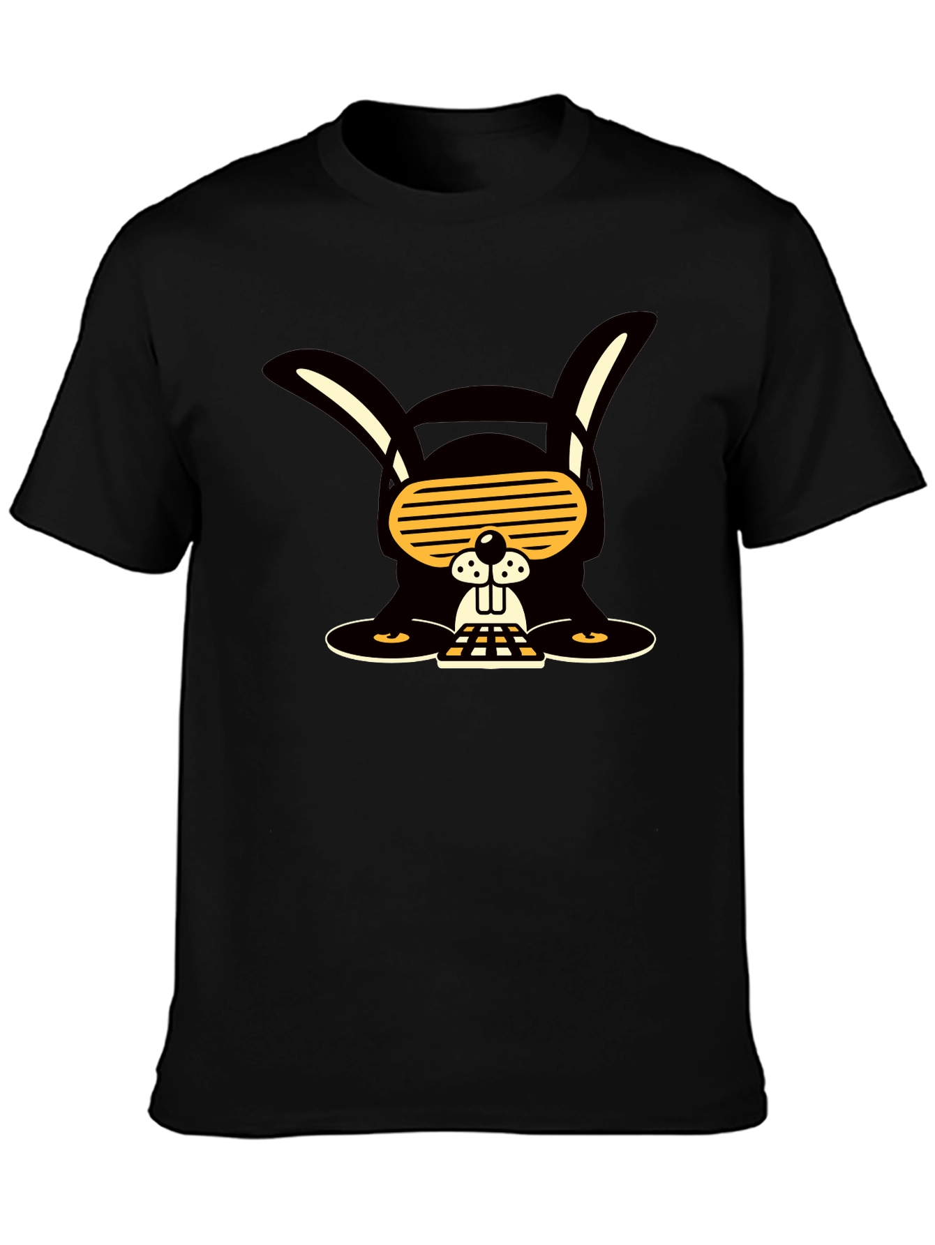 Cool Rabbit Graphic Tee - Black Cotton Blend