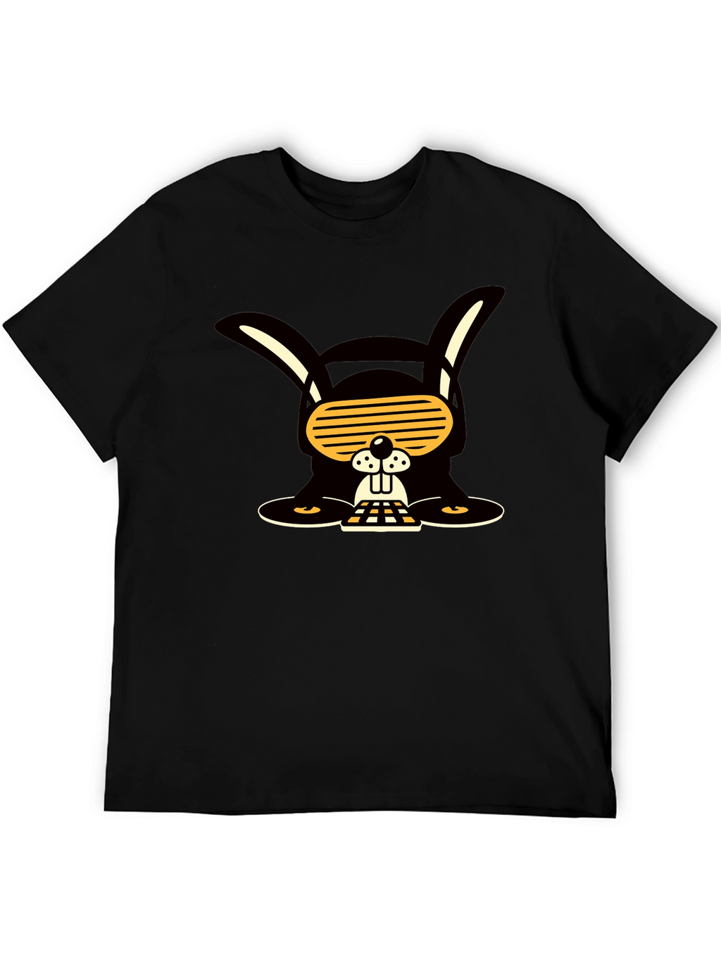 Cool Rabbit Graphic Tee - Black Cotton Blend