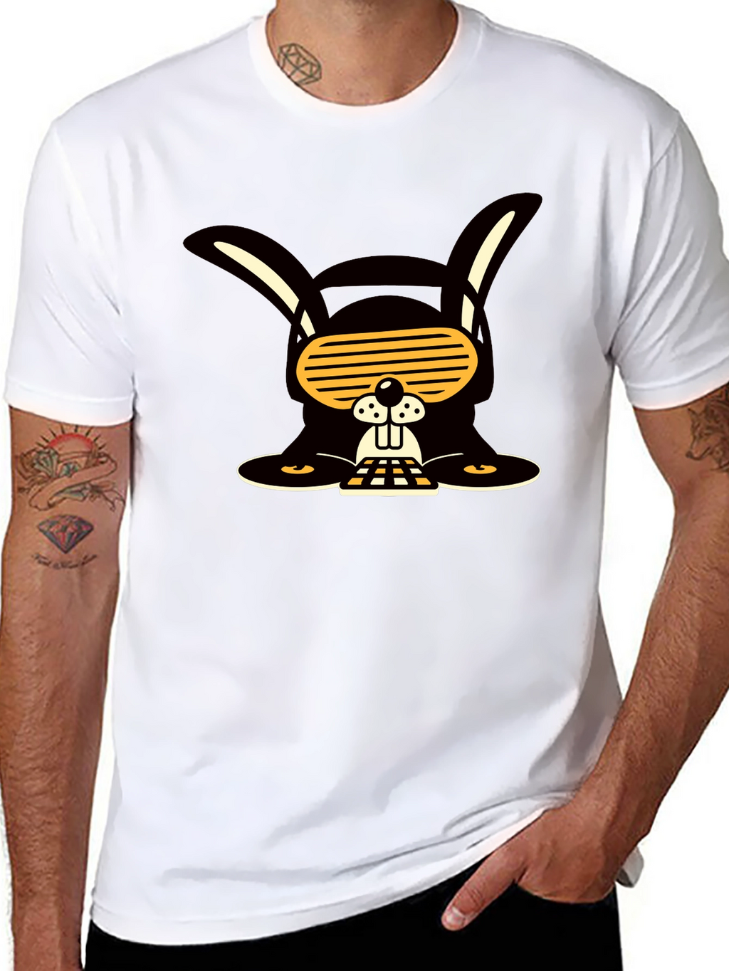 Cool Rabbit Graphic Tee - Black Cotton Blend