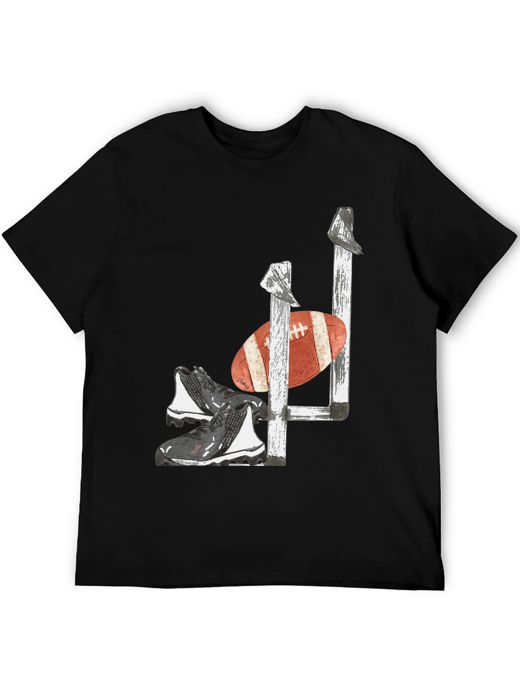 Football Goalpost Cleats and Ball Graphic Tee