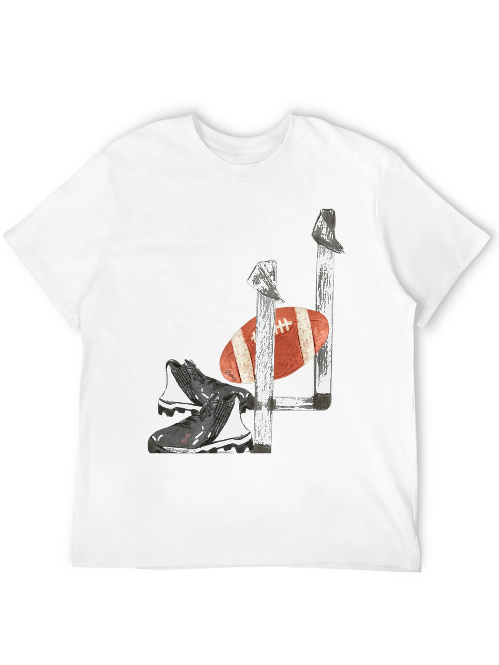 Football Goalpost Cleats and Ball Graphic Tee