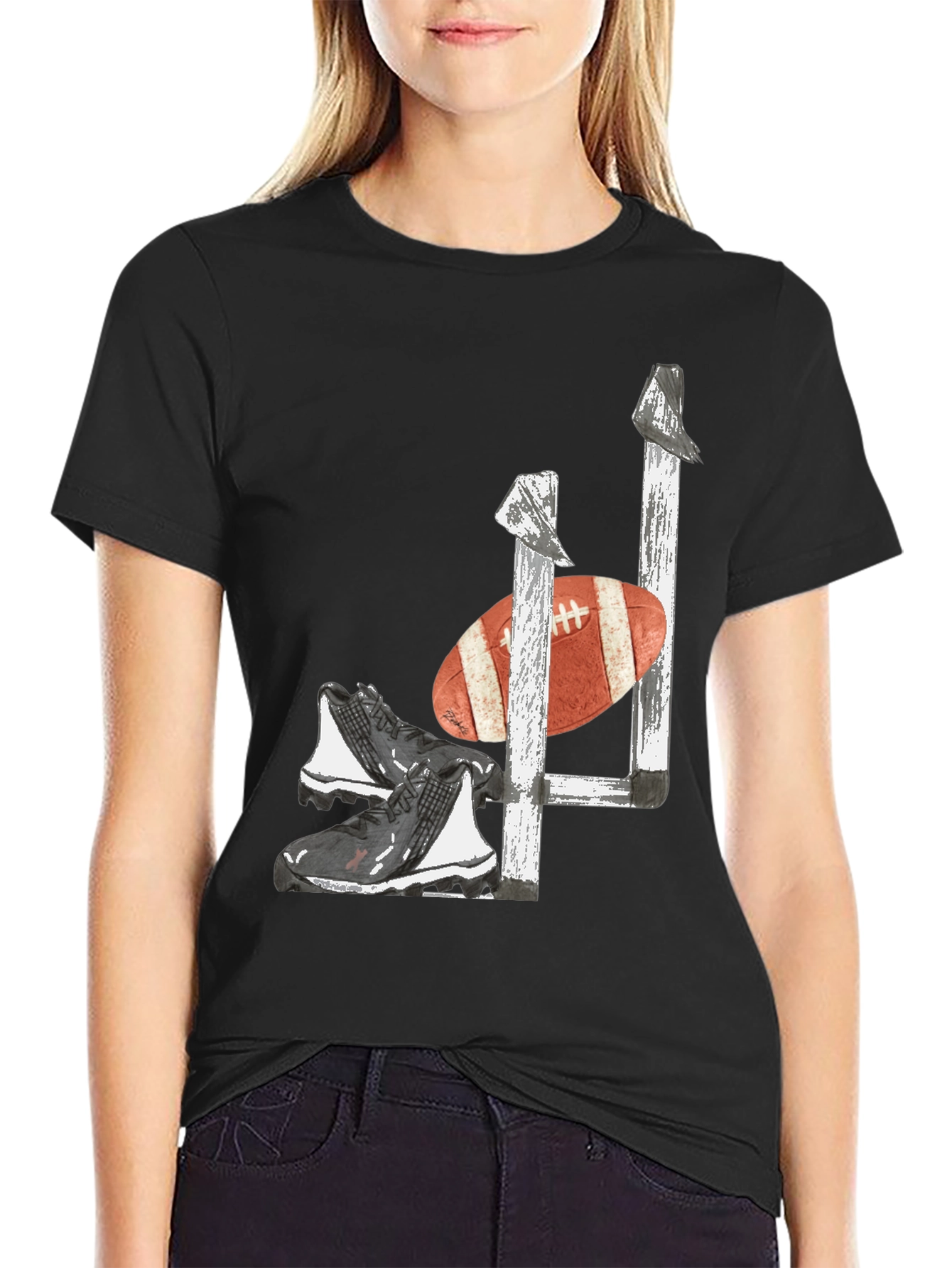 Football Goalpost Cleats and Ball Graphic Tee